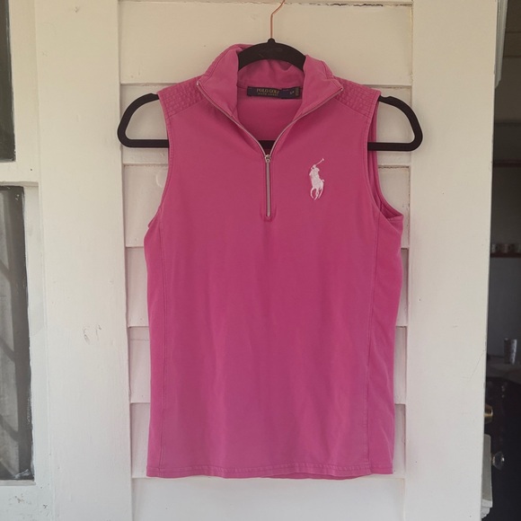 Ralph Lauren Tops - Ralph Lauren Hot Pink Sleeveless Quarter-Zip Polo